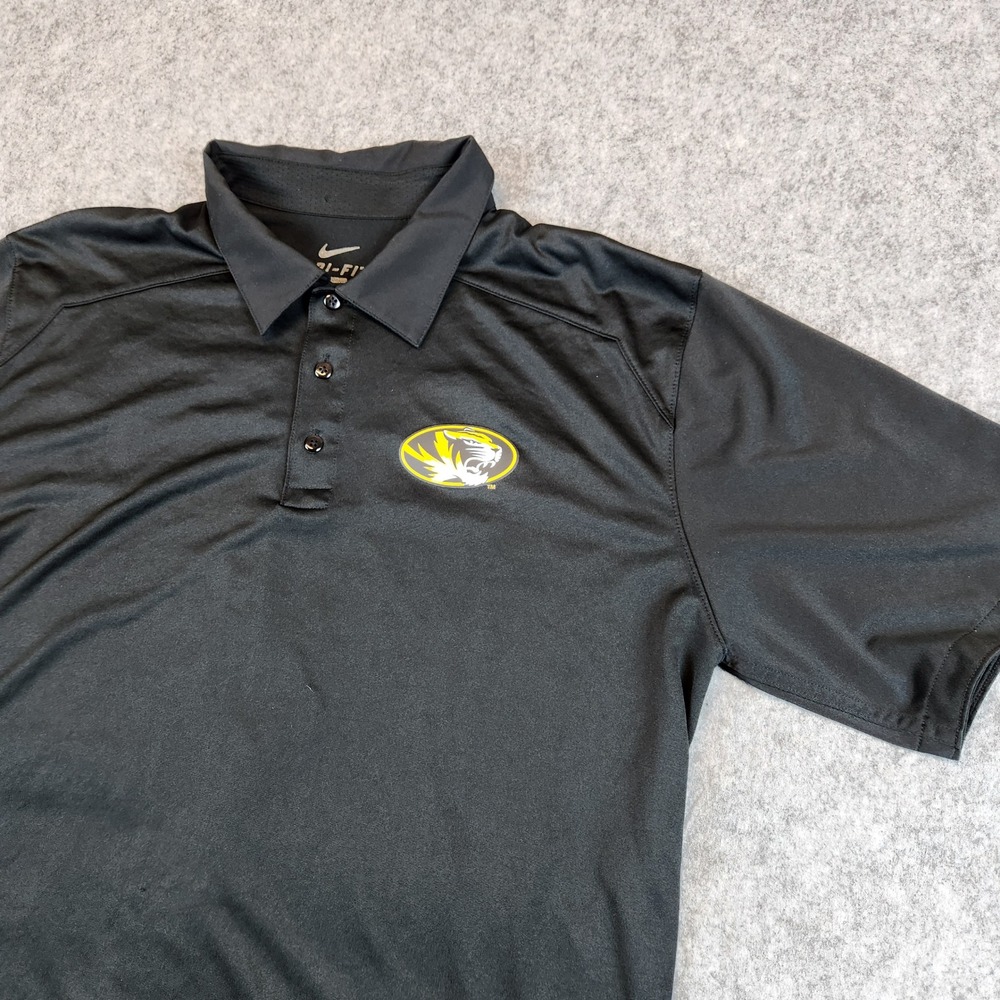 Nike Missouri Tigers Dri-FIT Coaches Polo Shirt Men L Black Sideline NCAA 27628X